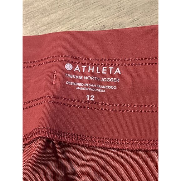 Athleta Trekkie North Jogger Pants Size 12 Red With Zipper Pockets & Drawstring - Picture 4 of 6